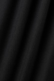 Black Fashion Casual Print Basic U Neck Vest Dress
