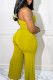 Yellow Sexy Solid Patchwork Fold Strapless Straight Jumpsuits