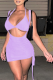 Purple Sexy Solid Patchwork Spaghetti Strap Pencil Skirt Dresses