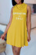 Earth Yellow Casual Print Patchwork O Neck Straight Dresses