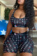 Black Casual Sportswear Print Patchwork U Neck Sleeveless Two Pieces
