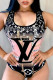 Pink Fashion Sexy Print Backless Swimwears