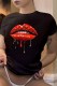 Black Fashion Casual Print Patchwork O Neck T-Shirts