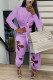 Purple Casual Solid Bandage Hollowed Out Patchwork O Neck Long Sleeve Two Pieces
