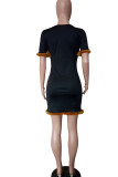 White Fashion Casual Solid Patchwork Feathers O Neck Straight Dresses