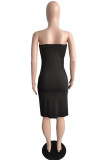 Red Fashion Sexy Solid Patchwork Backless Slit Spaghetti Strap Sleeveless Dress