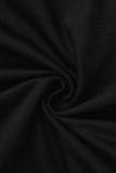 Dark Gray Casual Solid Patchwork Frenulum Fold O Neck Pencil Skirt Dresses