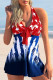 Red Fashion Sexy Print Bandage Backless Swimwears (With Paddings)