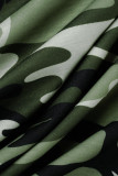 Camouflage Fashion Casual Camouflage Print Basic V Neck Short Sleeve Dress
