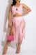 Pink Fashion Sexy Print Tassel U Neck Sleeveless Two Pieces