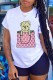 White Fashion Casual Character Print Letter O Neck T-Shirts