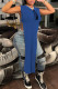 Blue Sexy Solid Hollowed Out Patchwork Slit Hooded Collar Straight Dresses