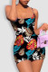 Multicolor Fashion Sexy Print Backless Cross Straps Spaghetti Strap Sleeveless Dress