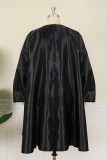 Black Fashion Casual Patchwork With Bow O Neck Long Sleeve Dresses
