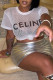 White Fashion Casual Letter See-through O Neck T-Shirts