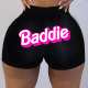 Black Pink Fashion Print Patchwork Skinny High Waist Pencil Positioning Print Bottoms