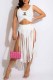 White Fashion Sexy Print Tassel U Neck Sleeveless Two Pieces