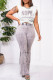 Silver Gray Fashion Casual Letter Print Tassel Patchwork O Neck Sleeveless Two Pieces
