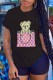 Black Fashion Casual Character Print Letter O Neck T-Shirts