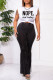 Black Fashion Casual Letter Print Tassel Patchwork O Neck Sleeveless Two Pieces