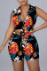 Multicolor Fashion Casual Print Bandage Turndown Collar Sleeveless Two Pieces