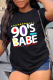 Black Fashion Street Print Letter O Neck T-Shirts