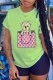 Fruit Green Fashion Casual Character Print Letter O Neck T-Shirts