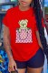 Red Fashion Casual Character Print Letter O Neck T-Shirts