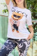 Black And White Fashion Casual Character Print Patchwork Letter O Neck Short Sleeve Two Pieces