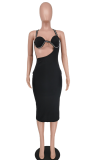 Red Sexy Solid Hot Drill Spaghetti Strap Pencil Skirt Dresses