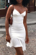 White Fashion Solid Flounce Off the Shoulder Trumpet Mermaid Dresses