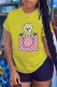 Yellow Fashion Casual Character Print Letter O Neck T-Shirts