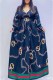 Dark Blue Fashion Casual Print Patchwork V Neck Long Dress Dresses