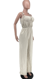 Pink Fashion Solid Patchwork Spaghetti Strap Straight Jumpsuits