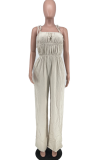Pink Fashion Solid Patchwork Spaghetti Strap Straight Jumpsuits