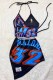 Black Fashion Sexy Print Patchwork Sleeveless Two Pieces