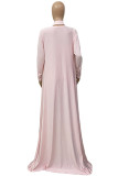 Pink Fashion Casual Solid Fold Turtleneck Long Sleeve Two Pieces Three-piece Set