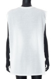 White Sexy Print Patchwork Slit O Neck T-Shirts