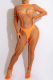 Orange Sexy Solid Patchwork Half A Turtleneck Skinny Jumpsuits