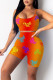 Colour Sexy Print Patchwork Spaghetti Strap Sleeveless Two Pieces