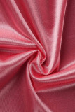 Pink Fashion Sexy Solid Patchwork Backless Spaghetti Strap Sleeveless Dress