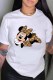 White Fashion Casual Character Print Letter O Neck T-Shirts