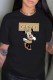 Black Fashion Casual Character Print Letter O Neck T-Shirts