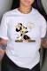 White Fashion Street Character Print Letter O Neck T-Shirts