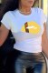 White Fashion Casual Print Letter O Neck T-Shirts