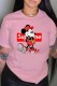 Pink Fashion Casual Character Print Letter O Neck T-Shirts