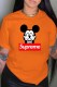 Orange Fashion Casual Character Print Letter O Neck T-Shirts