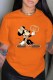 Orange Fashion Street Character Print Letter O Neck T-Shirts