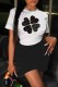 Black And White Fashion Casual Print Patchwork O Neck Short Sleeve Two Pieces