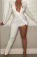 White Fashion Sexy Print Patchwork Turn-back Collar Jumpsuits
